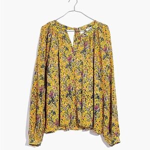 Madewell x Karen Walker Floral Yellow Silk Blouse